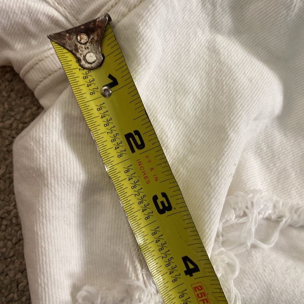 AGOLDE Parker Long Denim Cut Off Shorts Sz 25 White A9010 100% Organic Cotton - Picture 4 of 5